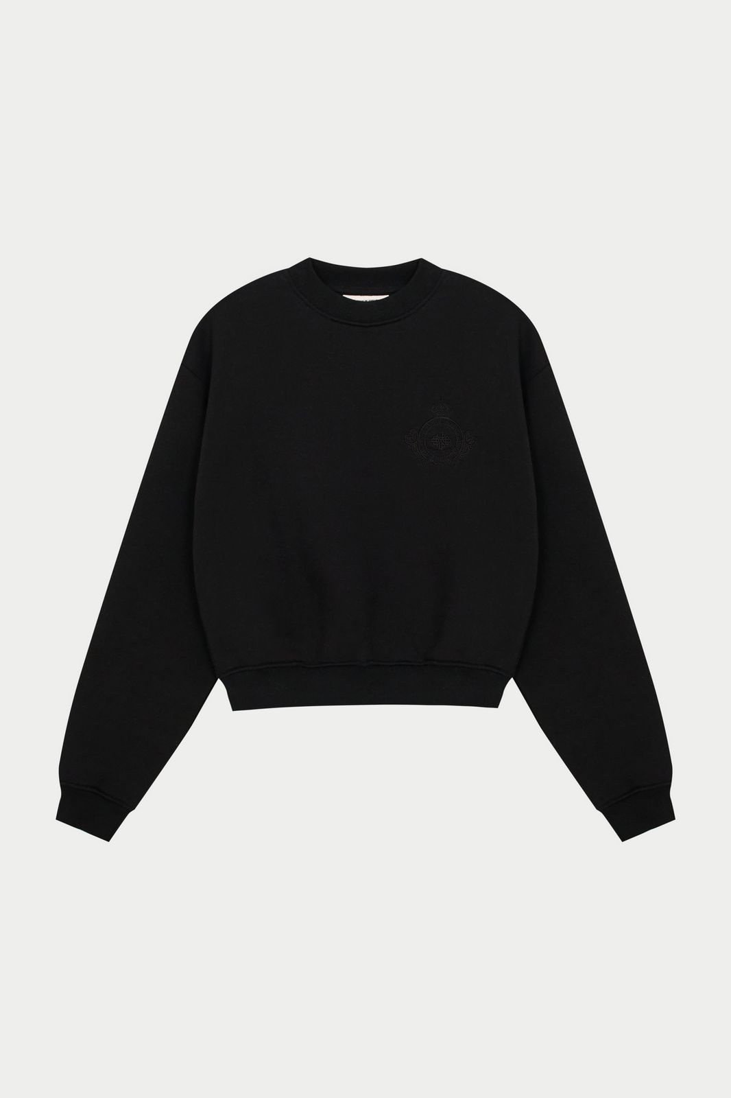 EMBROIDERED CREST SWEATSHIRT - BLACK