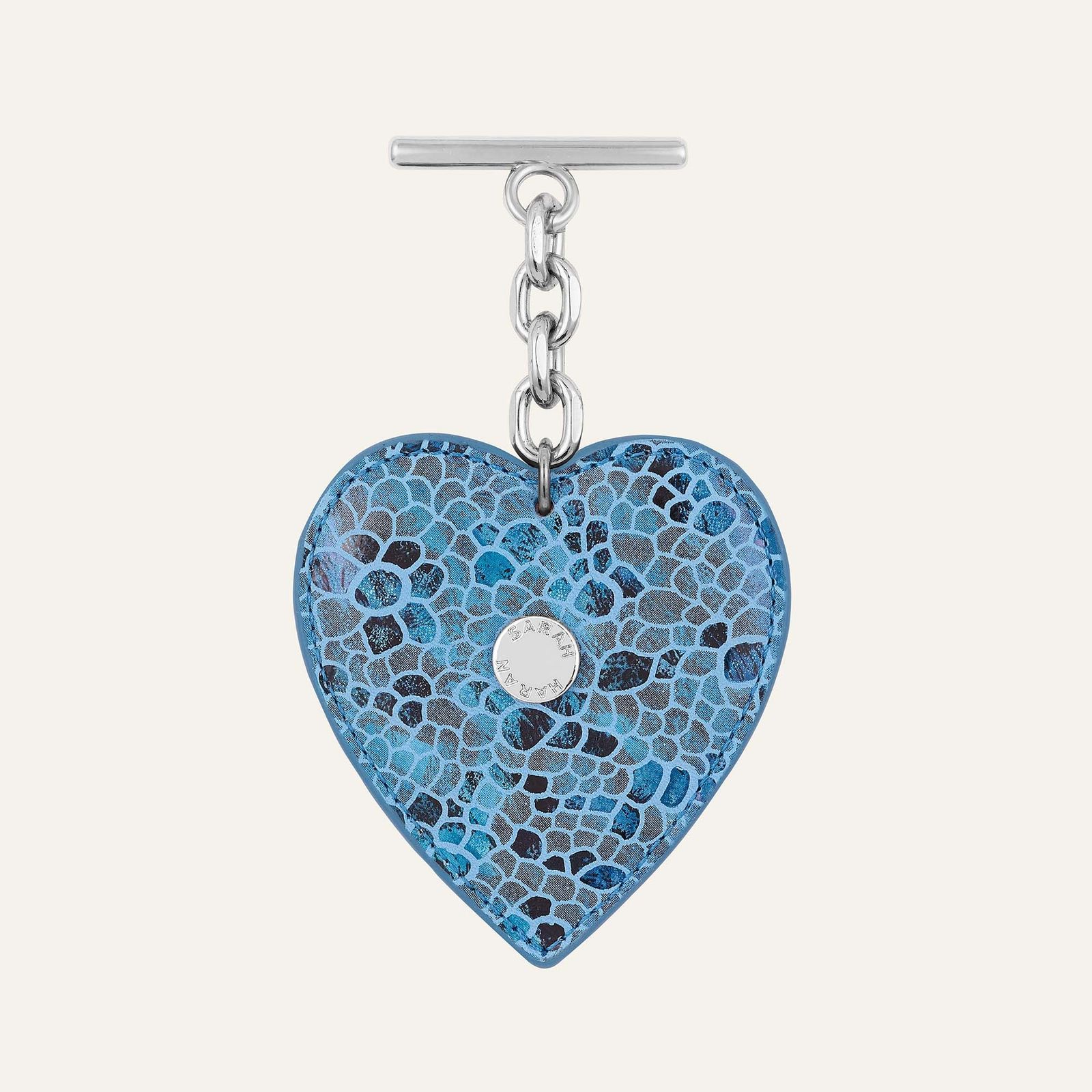 Heart Tassel | Blue Mosaic with Silver hardware