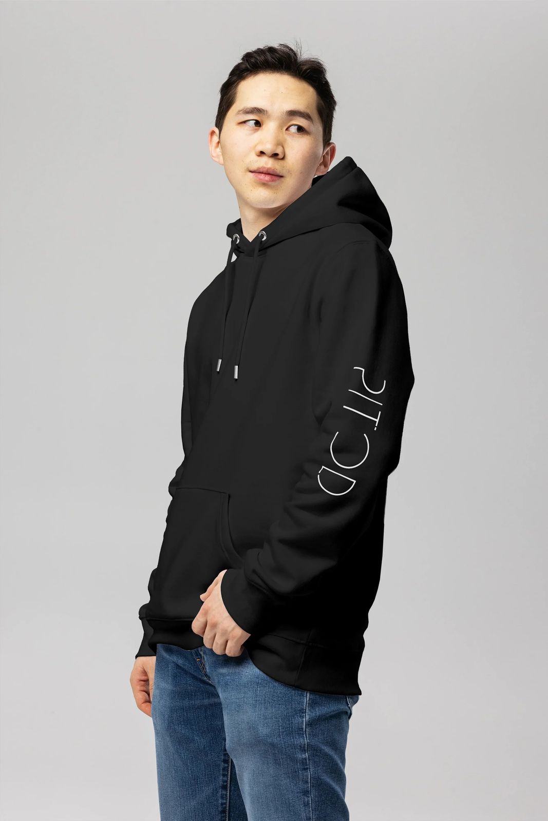 Organic Cotton Pitod Sleeve Hoodie | Black