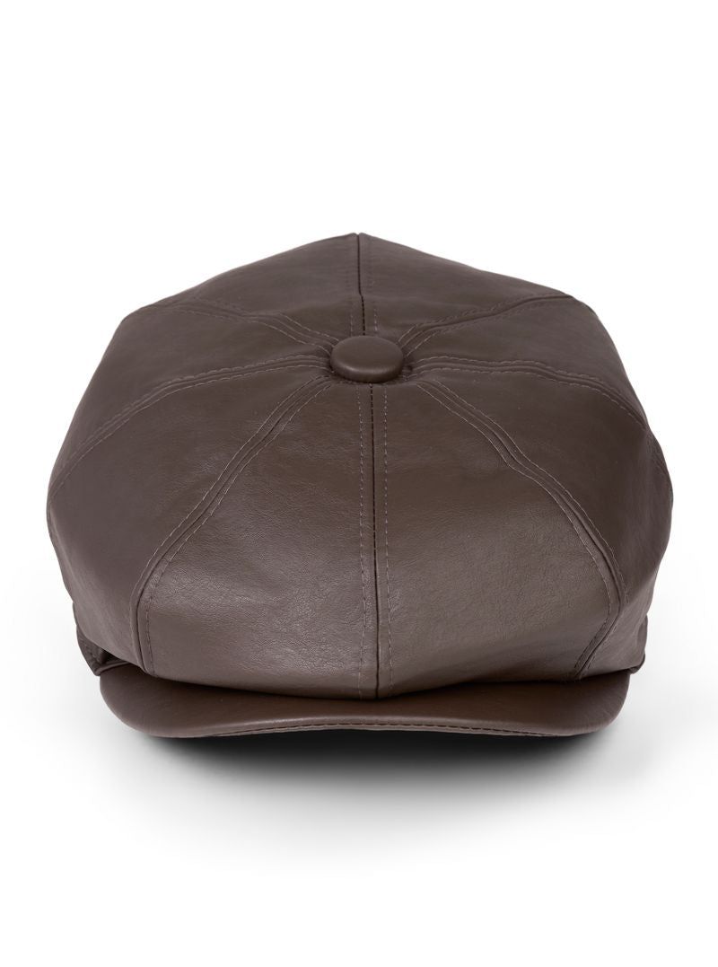 Paolo Brown Leather Flat Cap