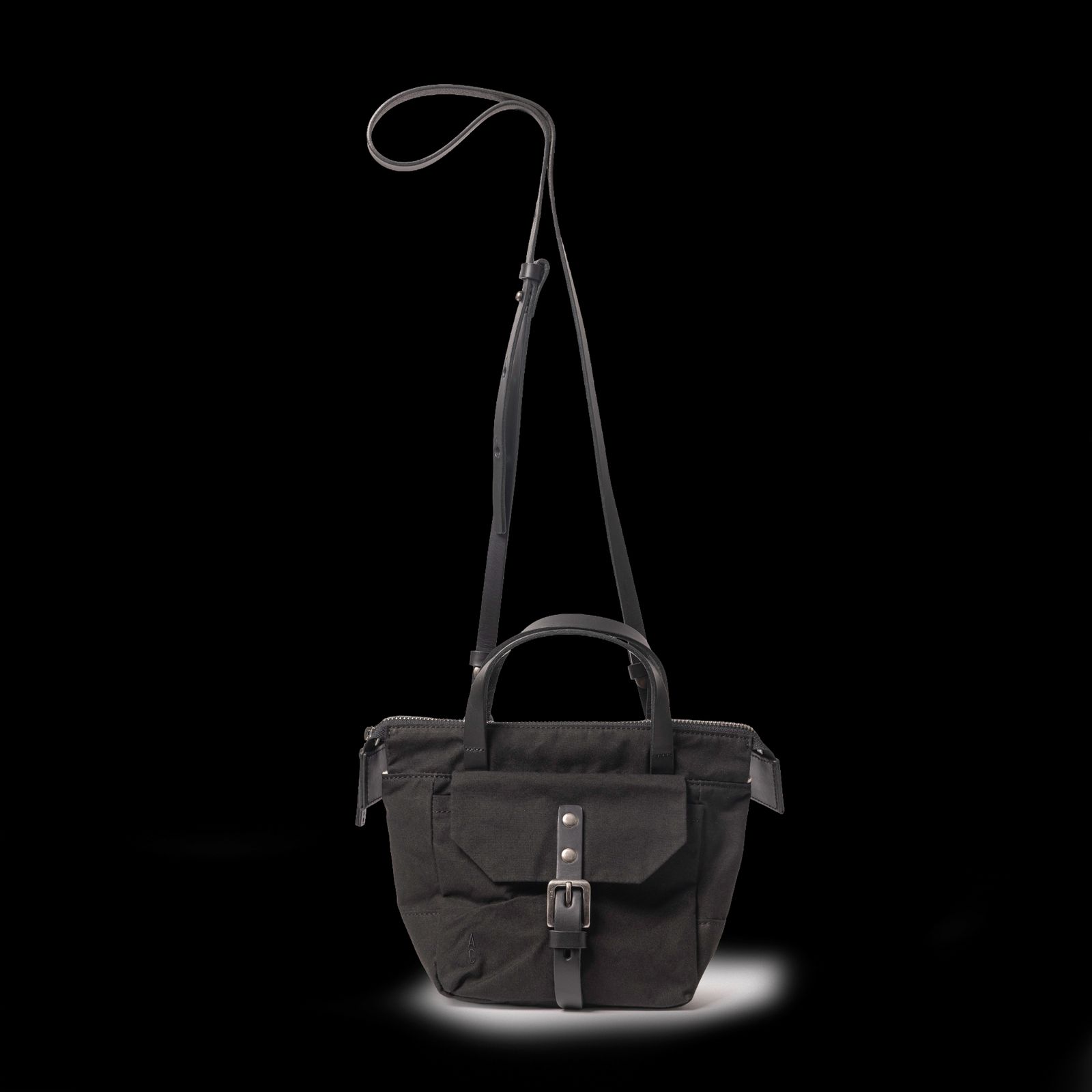 Squat 2.0 Waxed Cotton Mini Crossbody Bag in Black