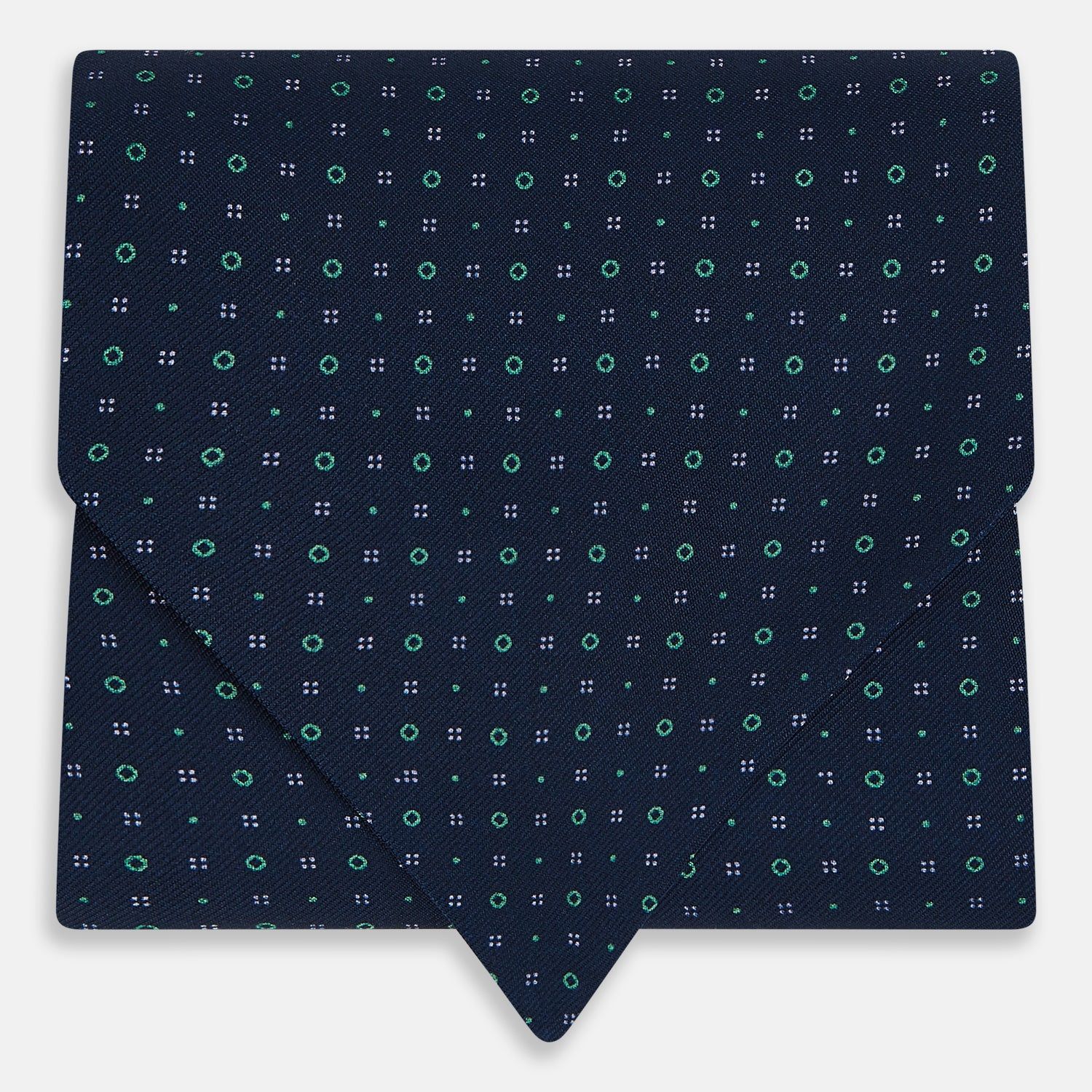 Dark Navy Geometric Pin-Dot Printed Silk Cravat