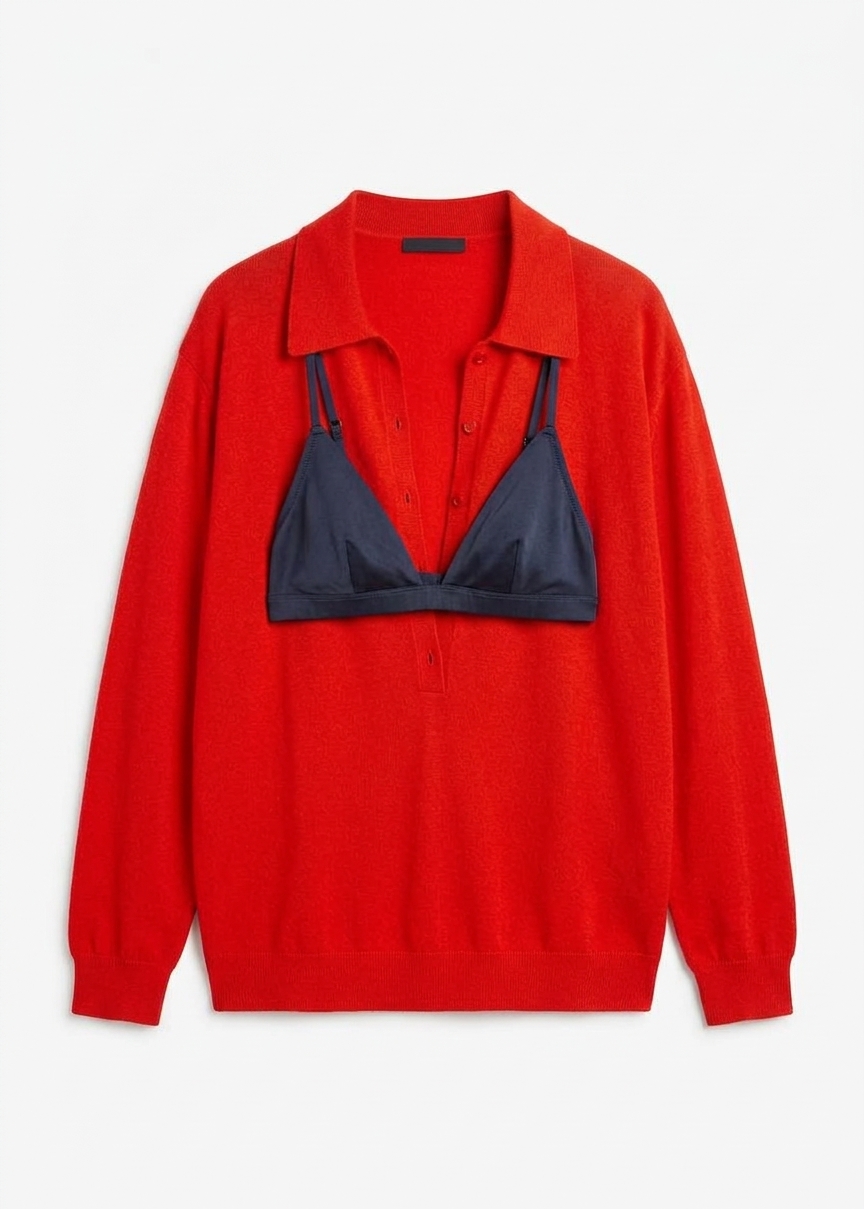 Tala Knit V-neck Polo - Red