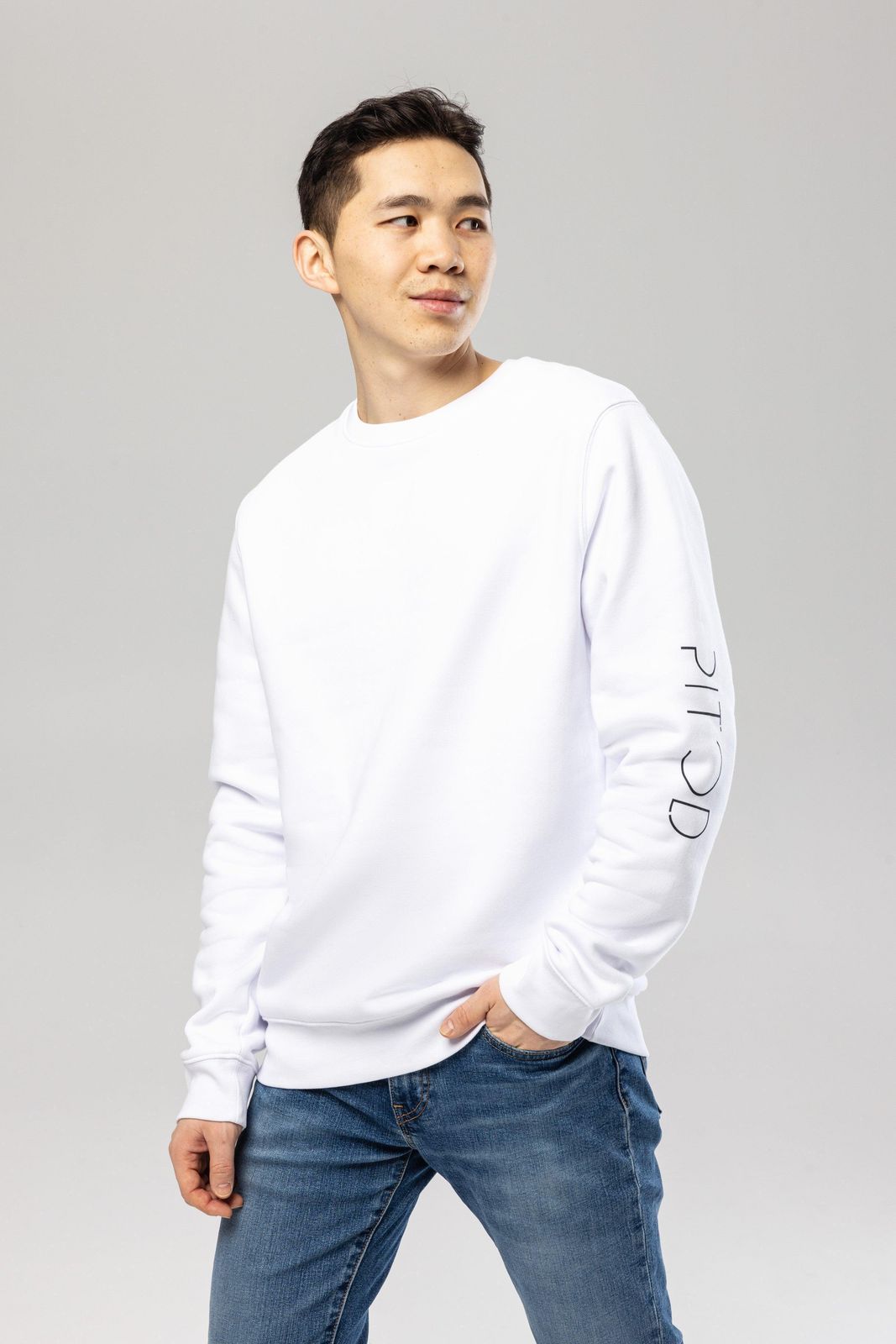 Organic Cotton Pitod Sleeve Sweatshirt | White
