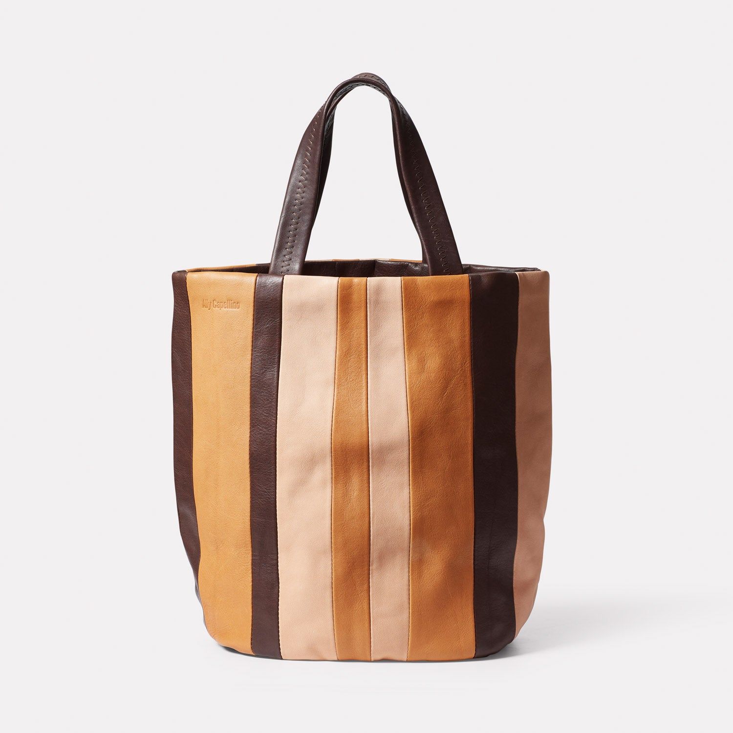 Bobby British Pasture Leather Bucket Bag in Stripe