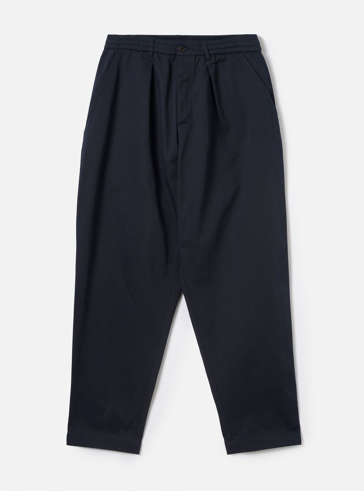Navy Twill Pleated Track Pant
