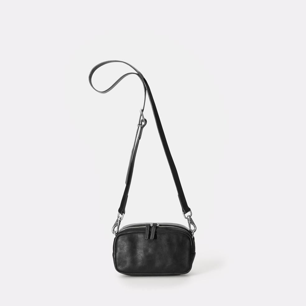 Leila Small Calvert Leather Crossbody Bag in Black