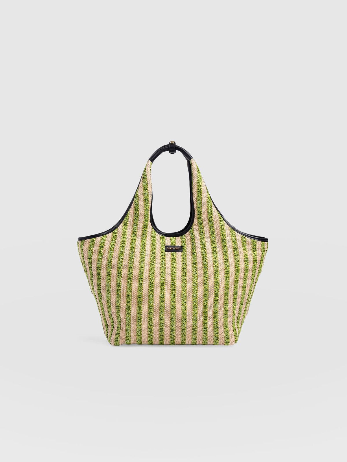 Large Stella Shoulder Tote Bag - Green Raffia