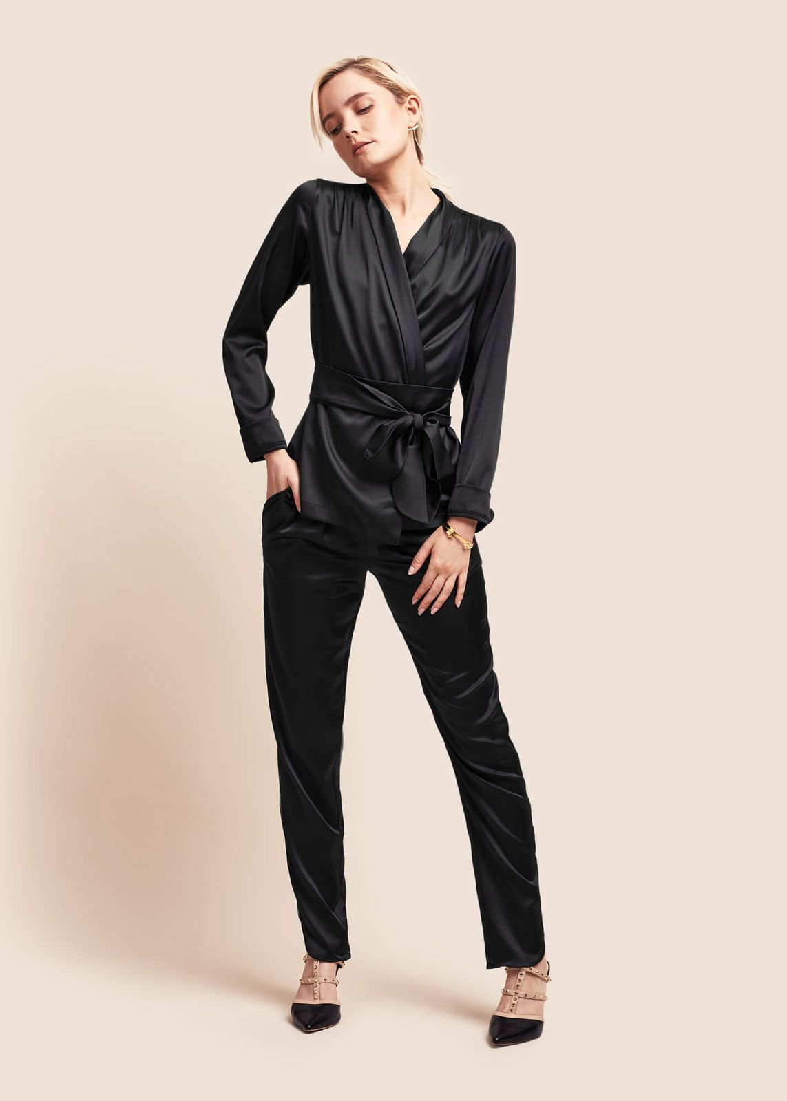 Roxy Estella Ebony Silk Trouser Suit