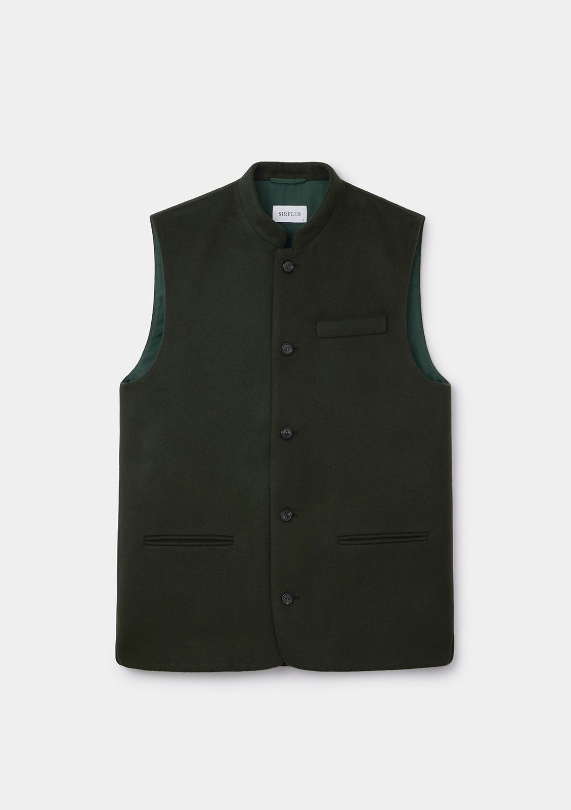 Juniper Green Cashmere Nehru Waistcoat