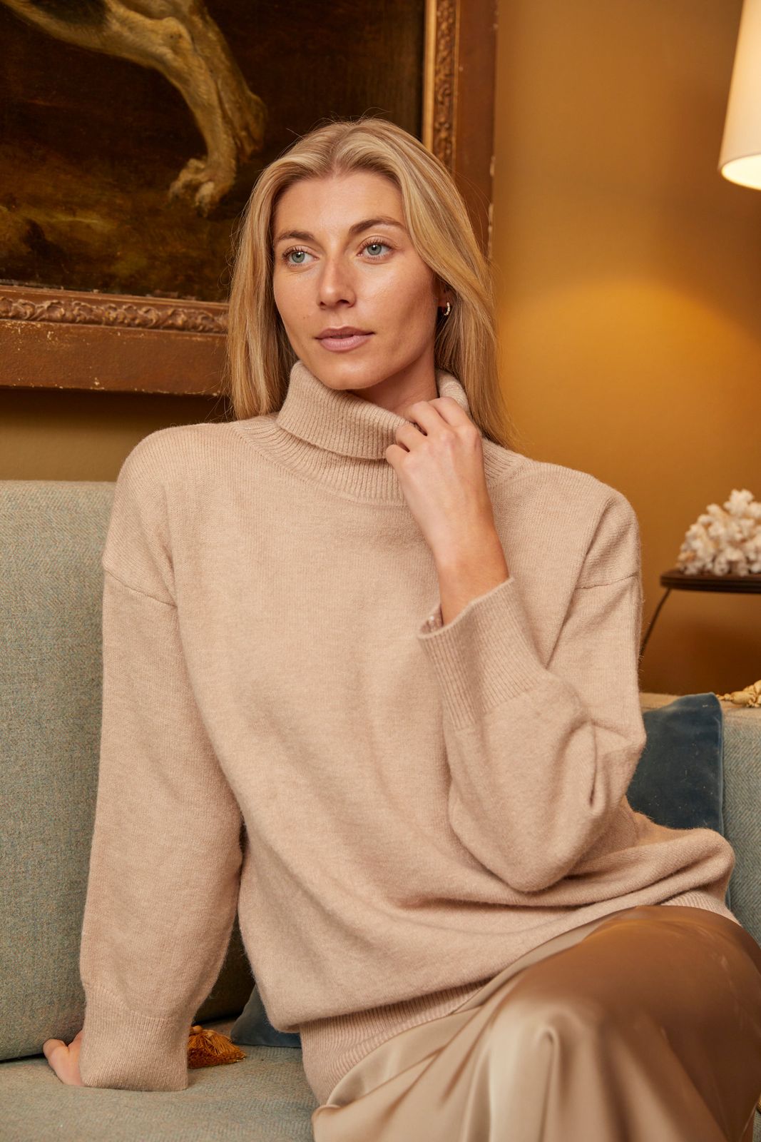 Roll Neck Casual Sweater - Oatmeal
