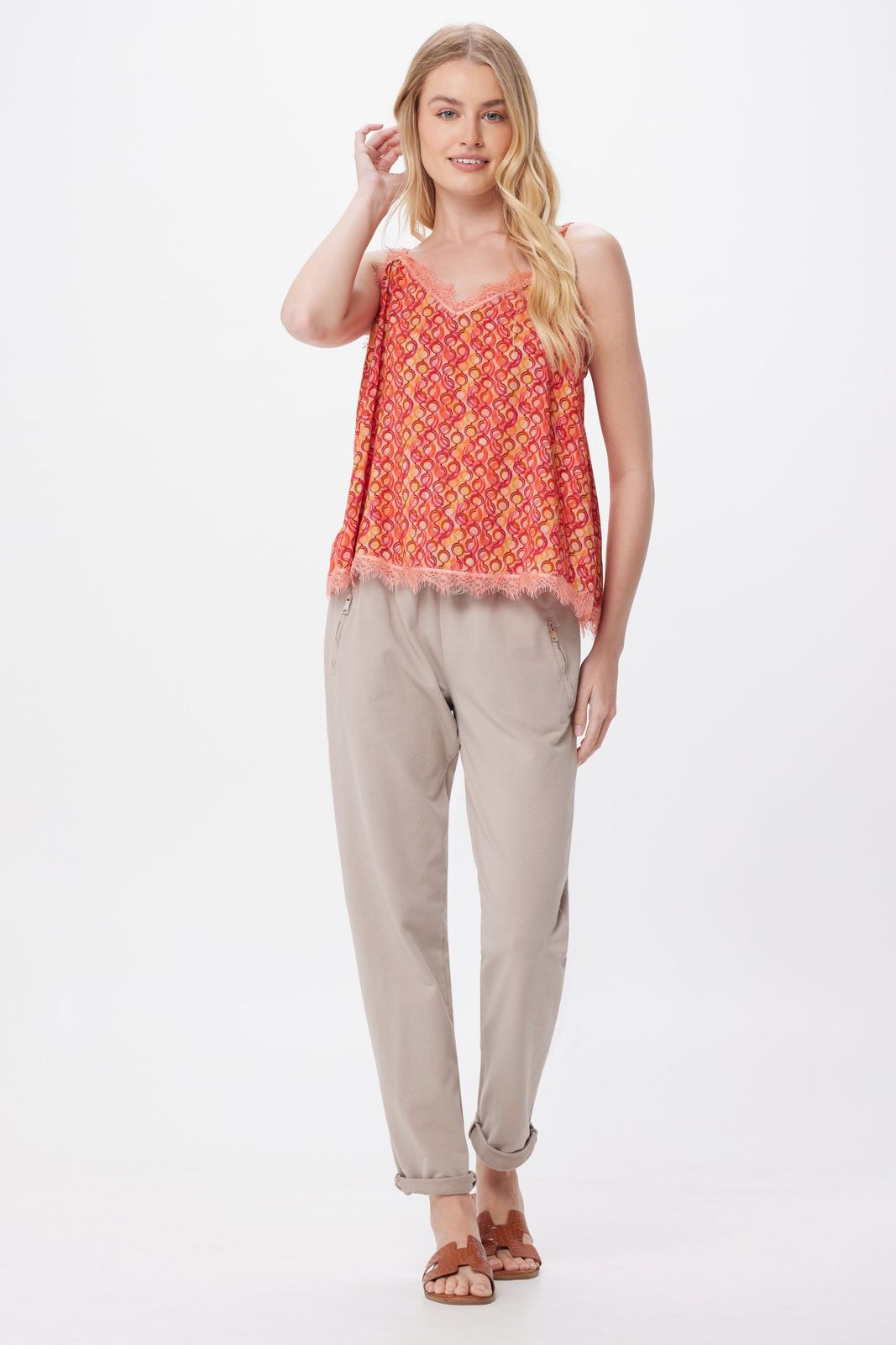 Kenzo Silky Lace Trim Print Cami