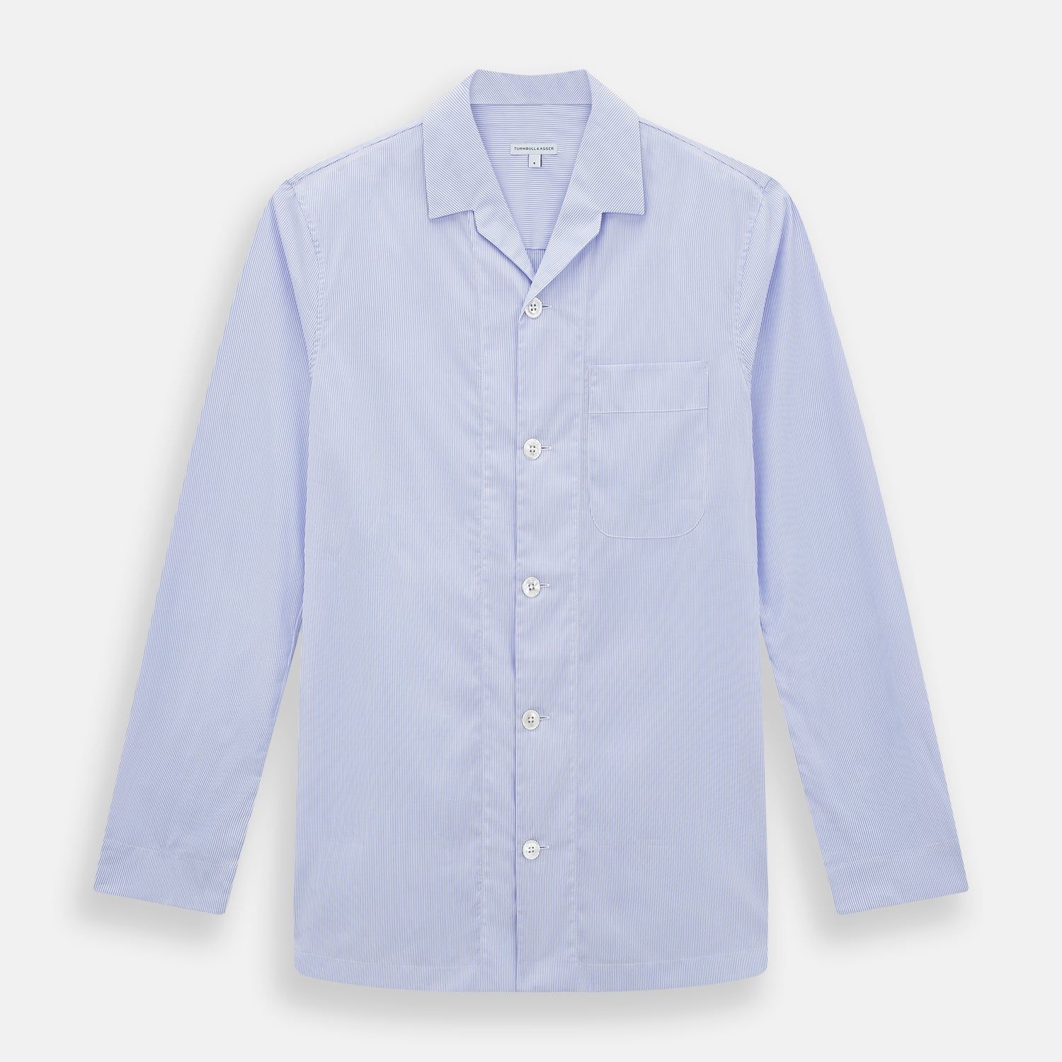 Pale Blue Hairline Stripe Pyjama Shirt