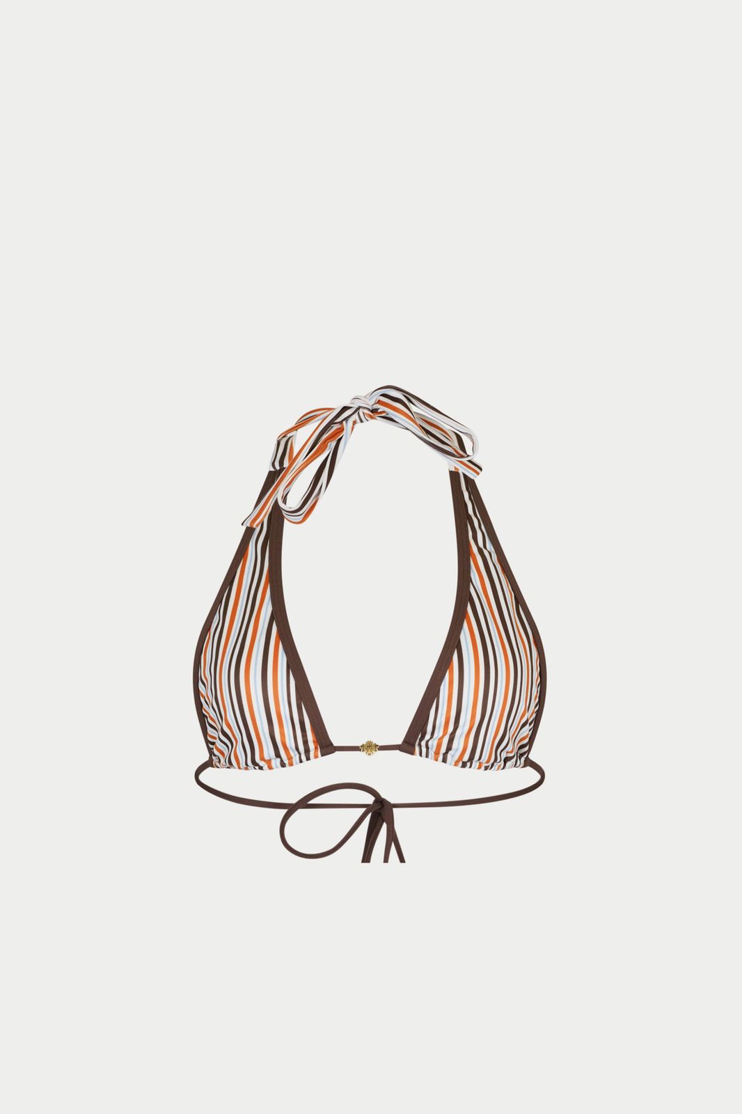 STRIPE TRIANGLE BIKINI TOP - CHOCOLATE