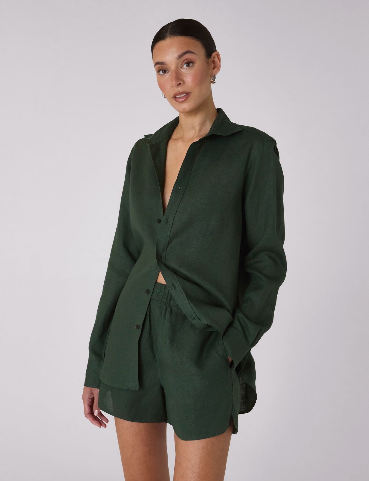The Set: Linen Hunter Green Shirt & Boxer