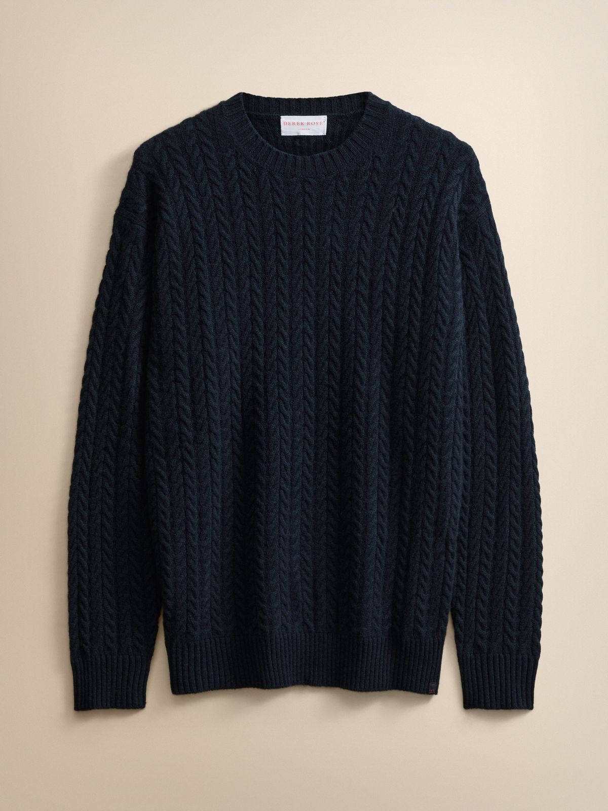 Damon Cashmere Cable Knit Sweater Navy Blue