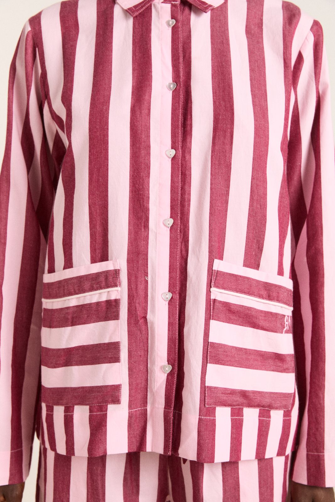 Florie Pj Set - Burg/pink Wide Stripe