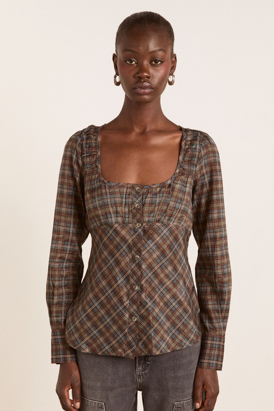 Lemi Sheer Blouse - Multi Check