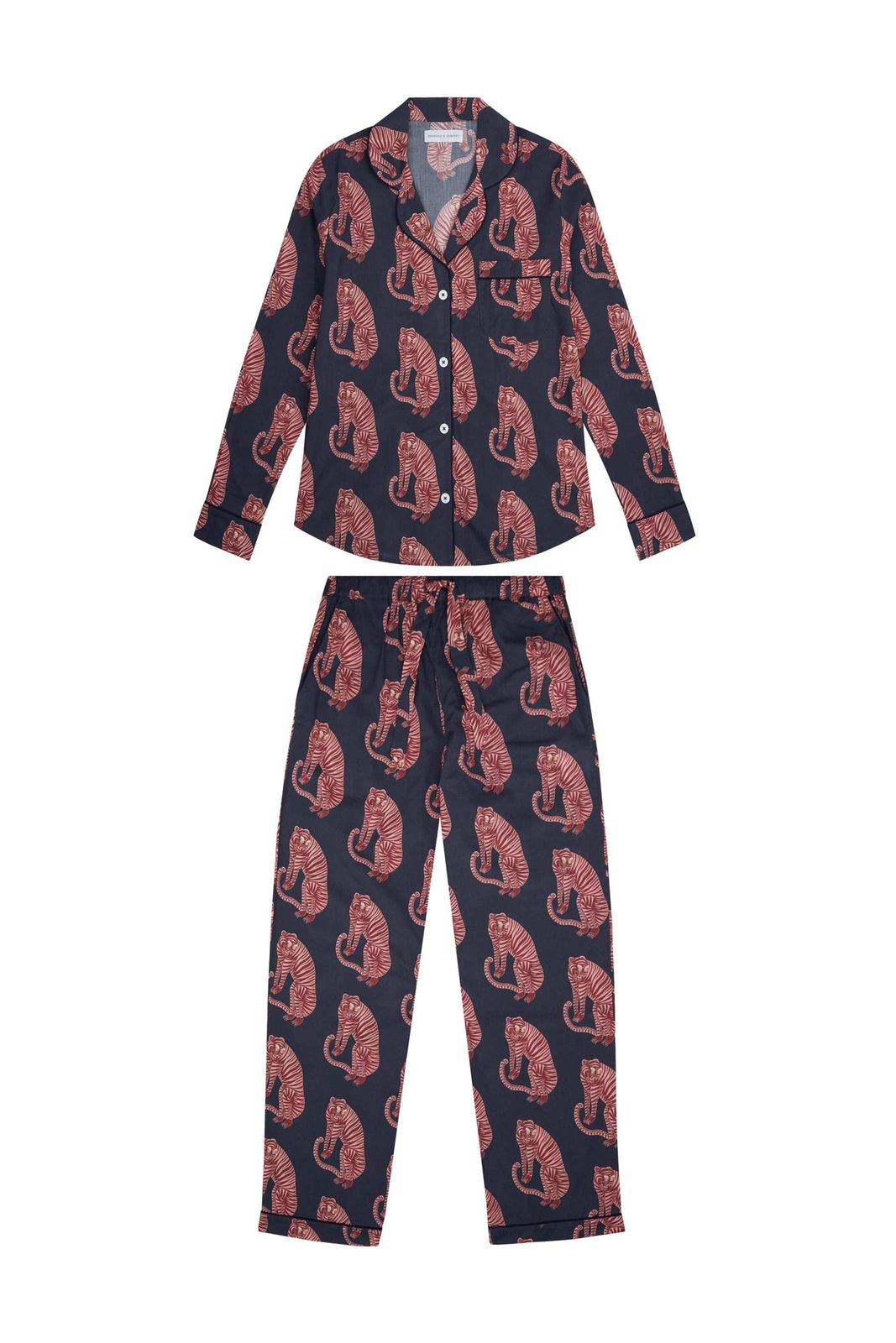 Long Pyjama Set Sansindo Tiger Print Navy/pink