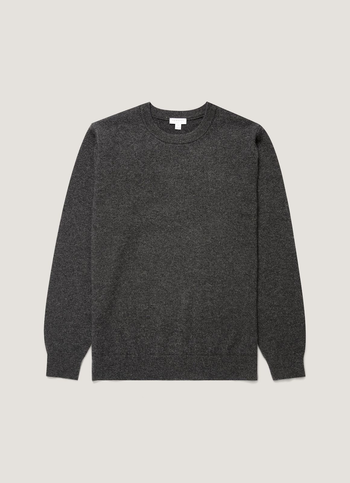 Men's Cashmere Crew Neck Jumper in Charcoal Melange