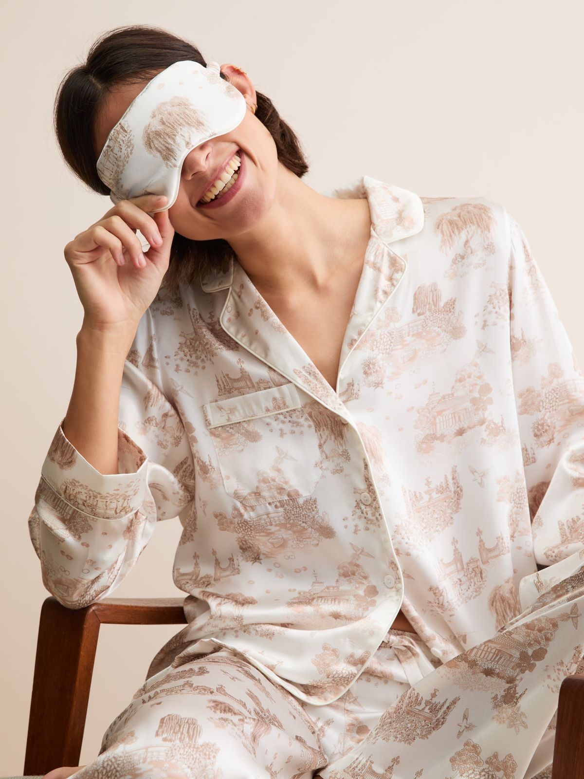 Brindisi Silk Eye Mask Ivory London Toile