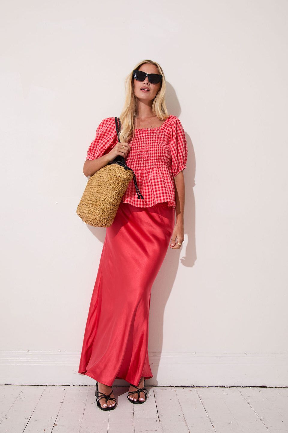 Angel Coral Satin Skirt