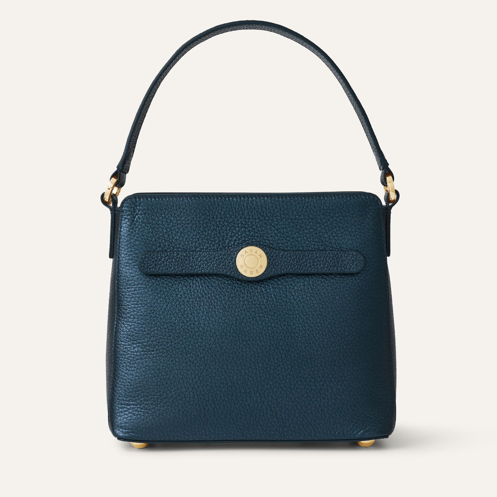 Rosa Handbag | Metallic Navy with Gold hardware