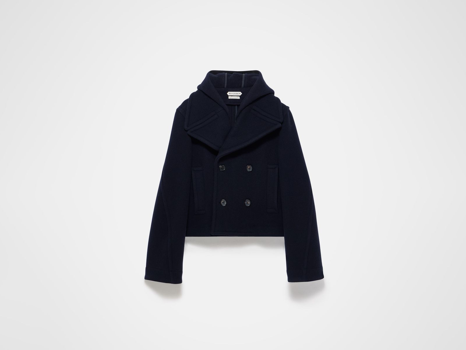 WOMENS CROPPED HOODED COAT IN NAVY