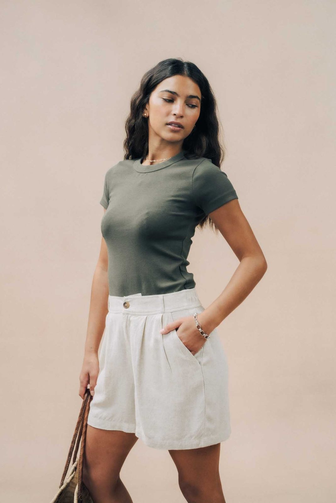 Linen Blend Tailored Shorts