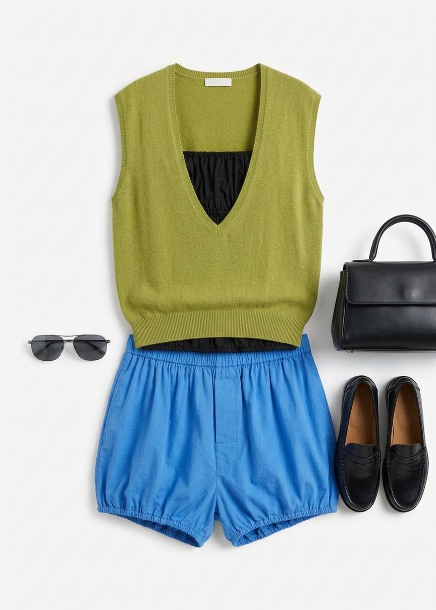 Ameglia Bubble Hem Mini Shorts - Blue