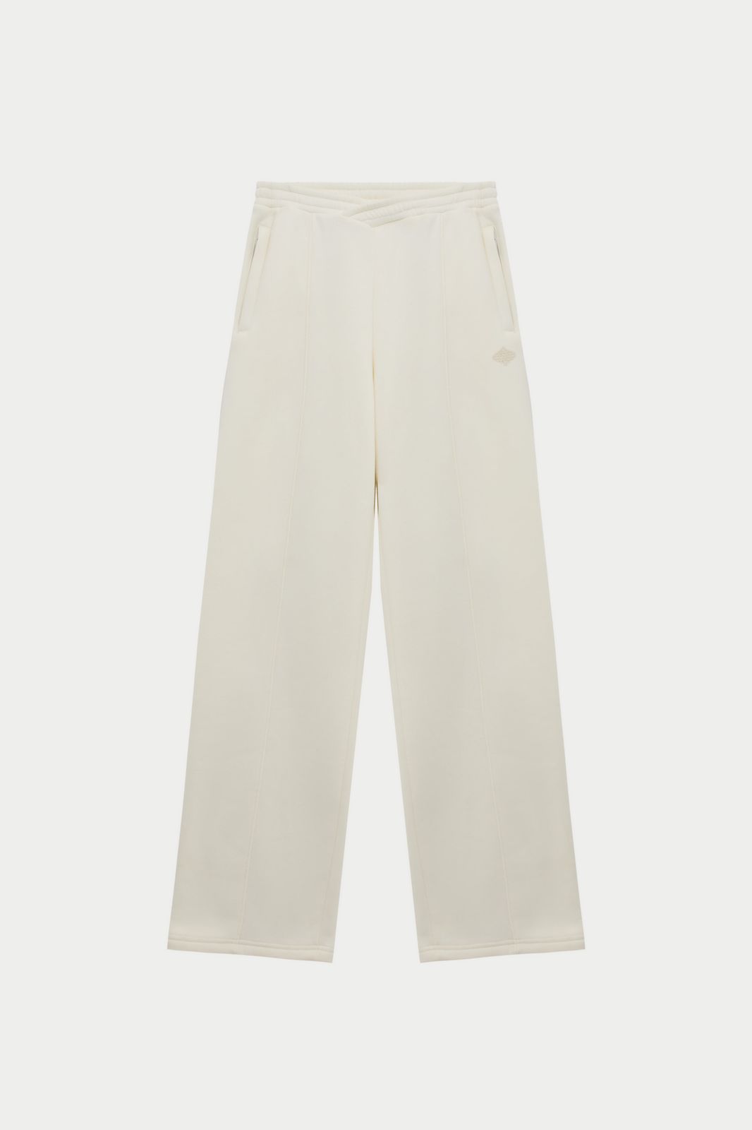 SEAM DETAIL CROSSOVER WAISTBAND JOGGERS - OFF WHITE