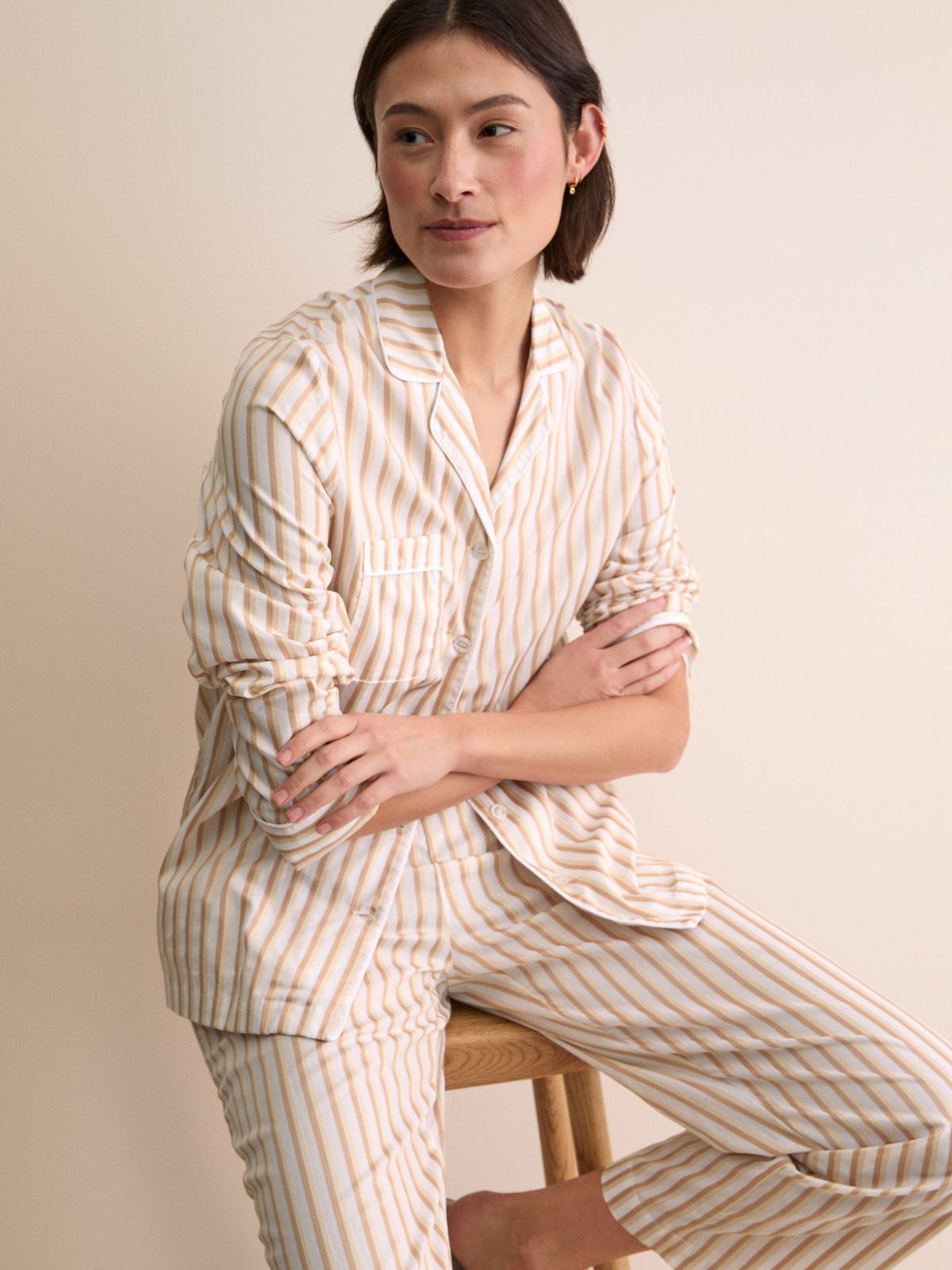 Capri Cotton Batiste Pyjamas Fawn Stripe