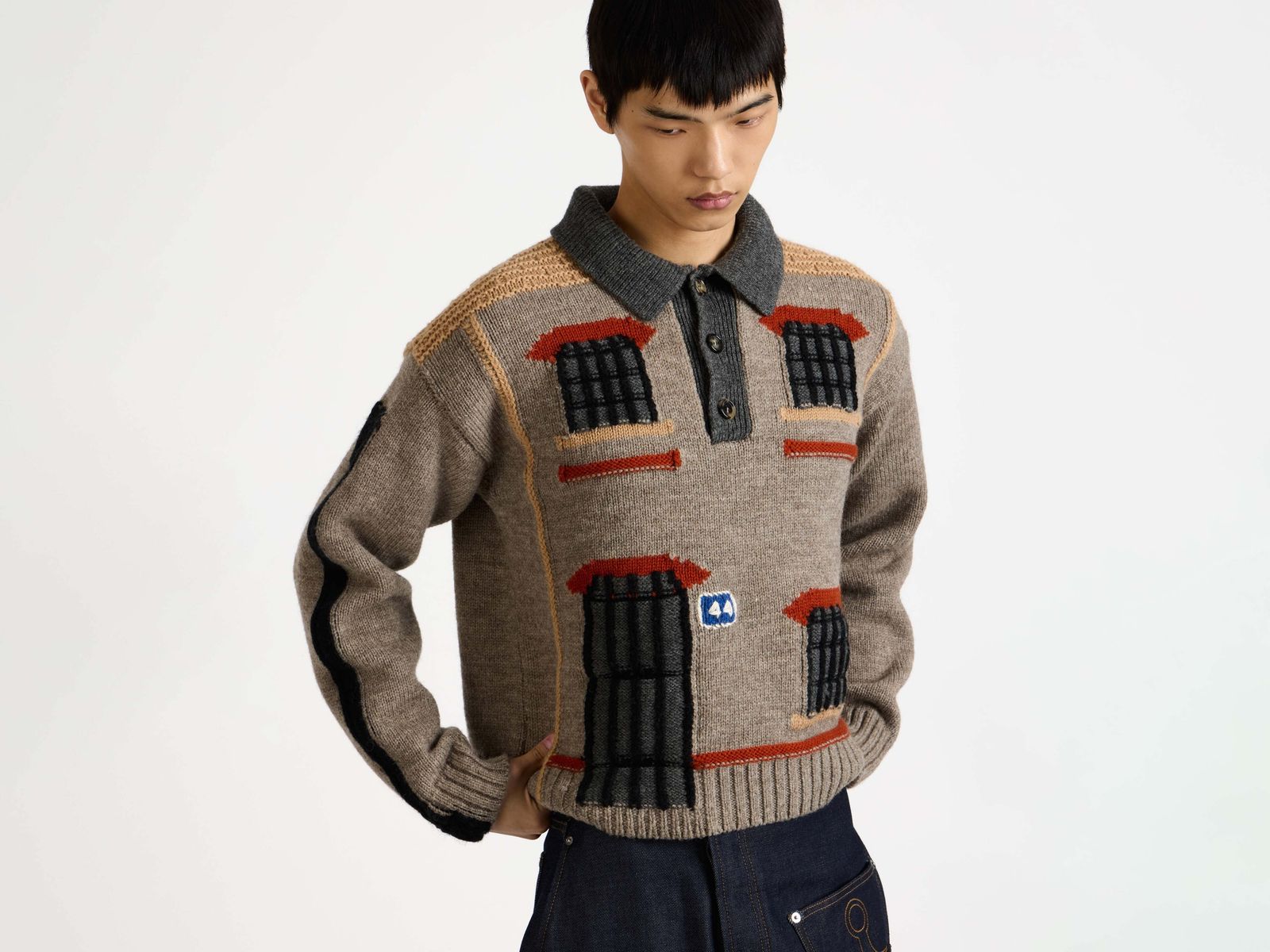 CL_HOUSE POLO JUMPER - BEIGE MELANGE_KW1510YN0461