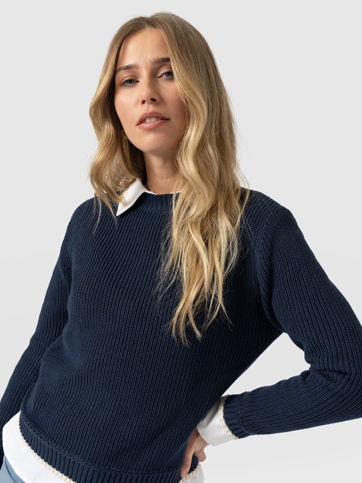 Remy Crop Jumper - Navy