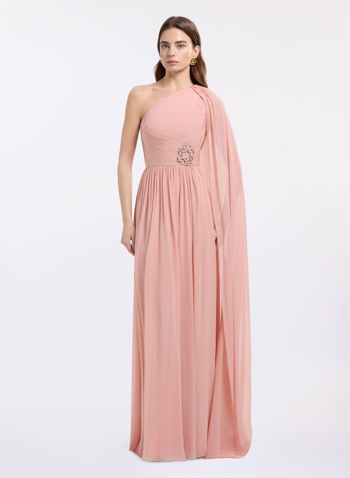 One-Shoulder Silk Long Dress