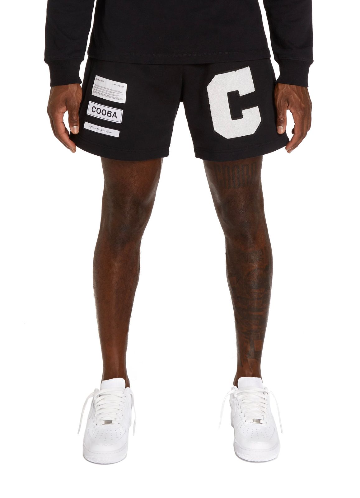 Black Chenille Patch Shorts