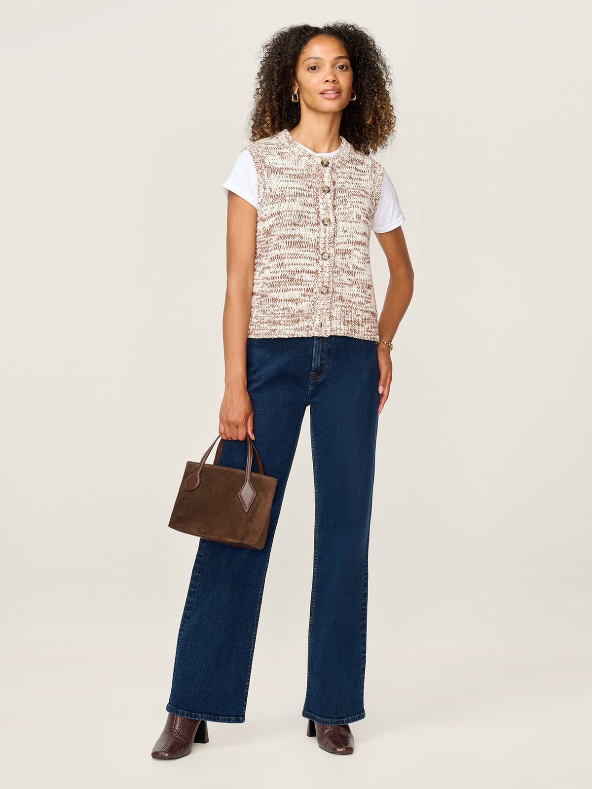 STUDIO OMNES Matilda Vest in Brown and Cream