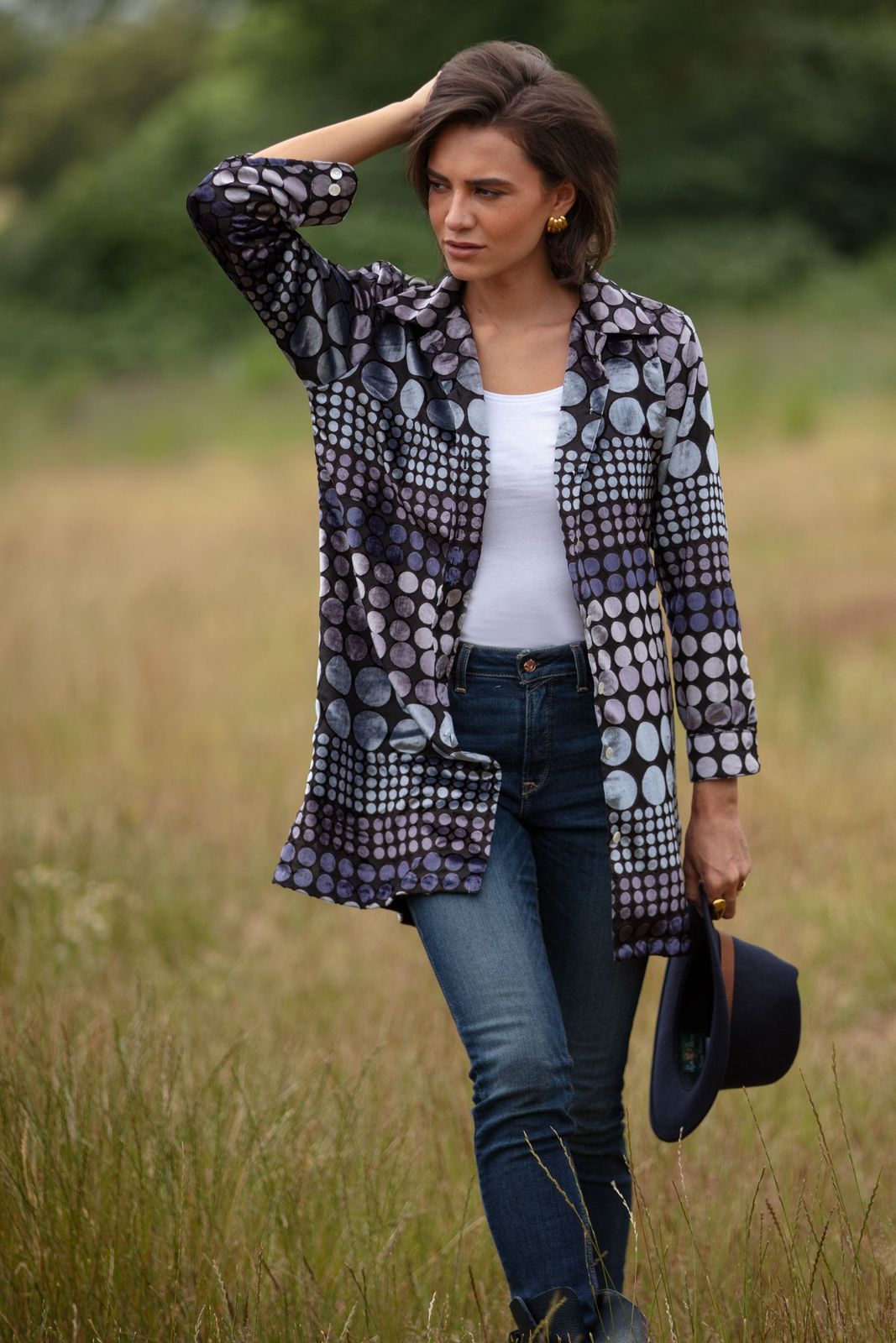 Amanda Velvet Devore Shirt/Jacket Grey Boho Spot