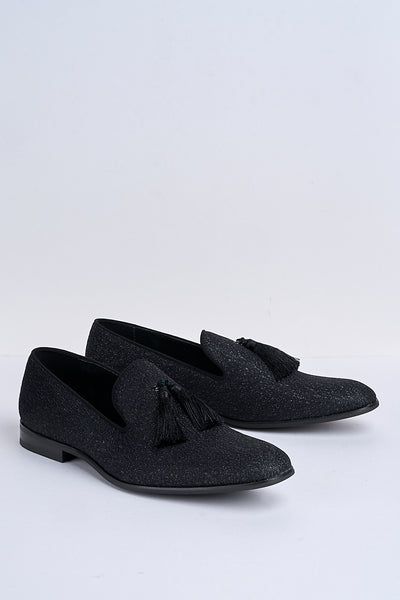 Alessandro Shimmer Tassel Loafers – Midnight Onyx