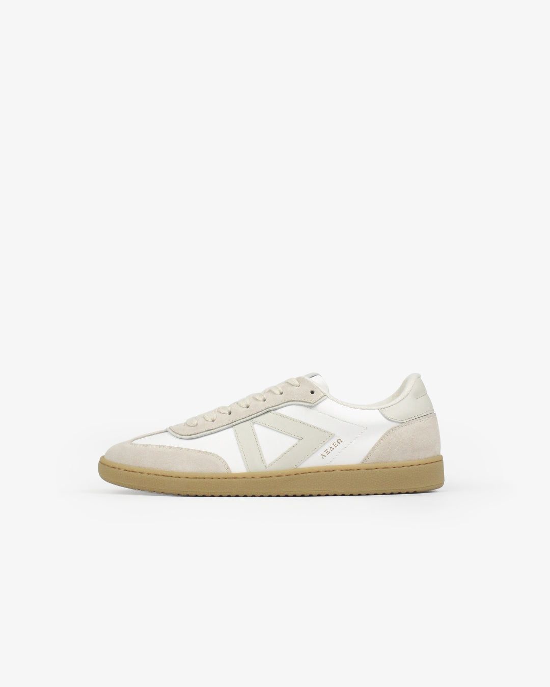 Hera Low Top Trainers - White Leather & Taupe Suede