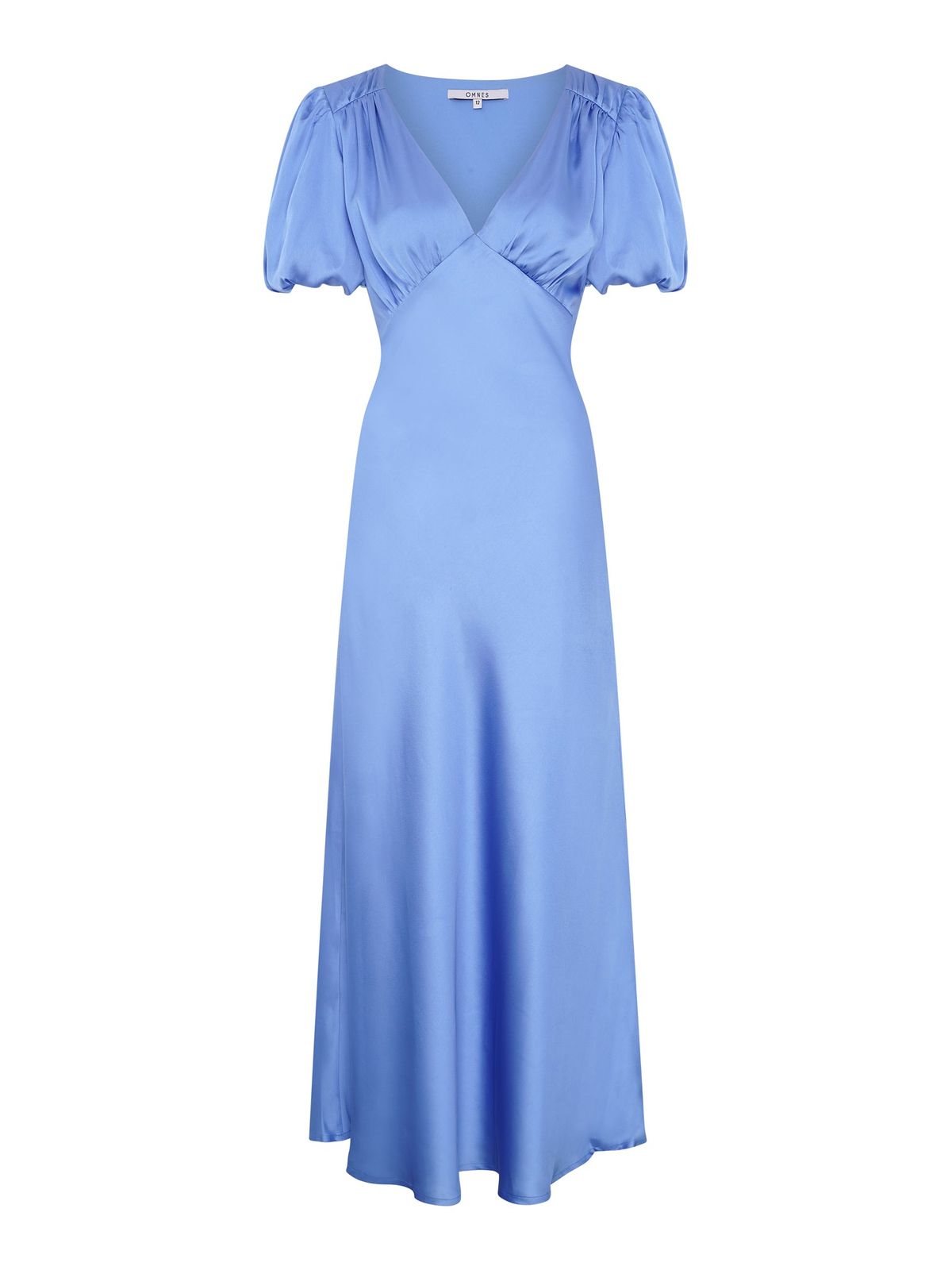Rosie Ruched Puff Sleeve Dress In Light Blue