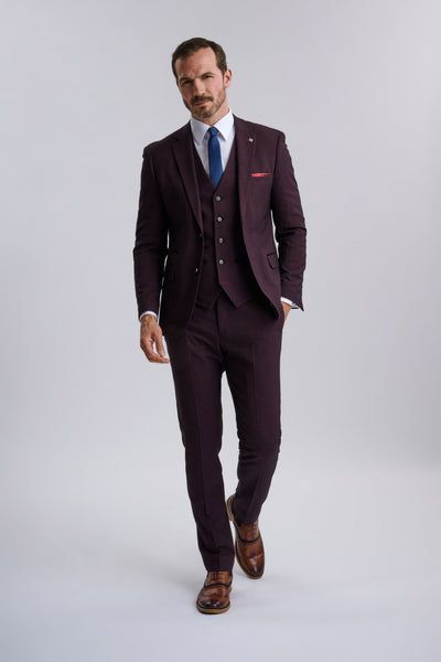 Regent Wine Check Three Piece Suit