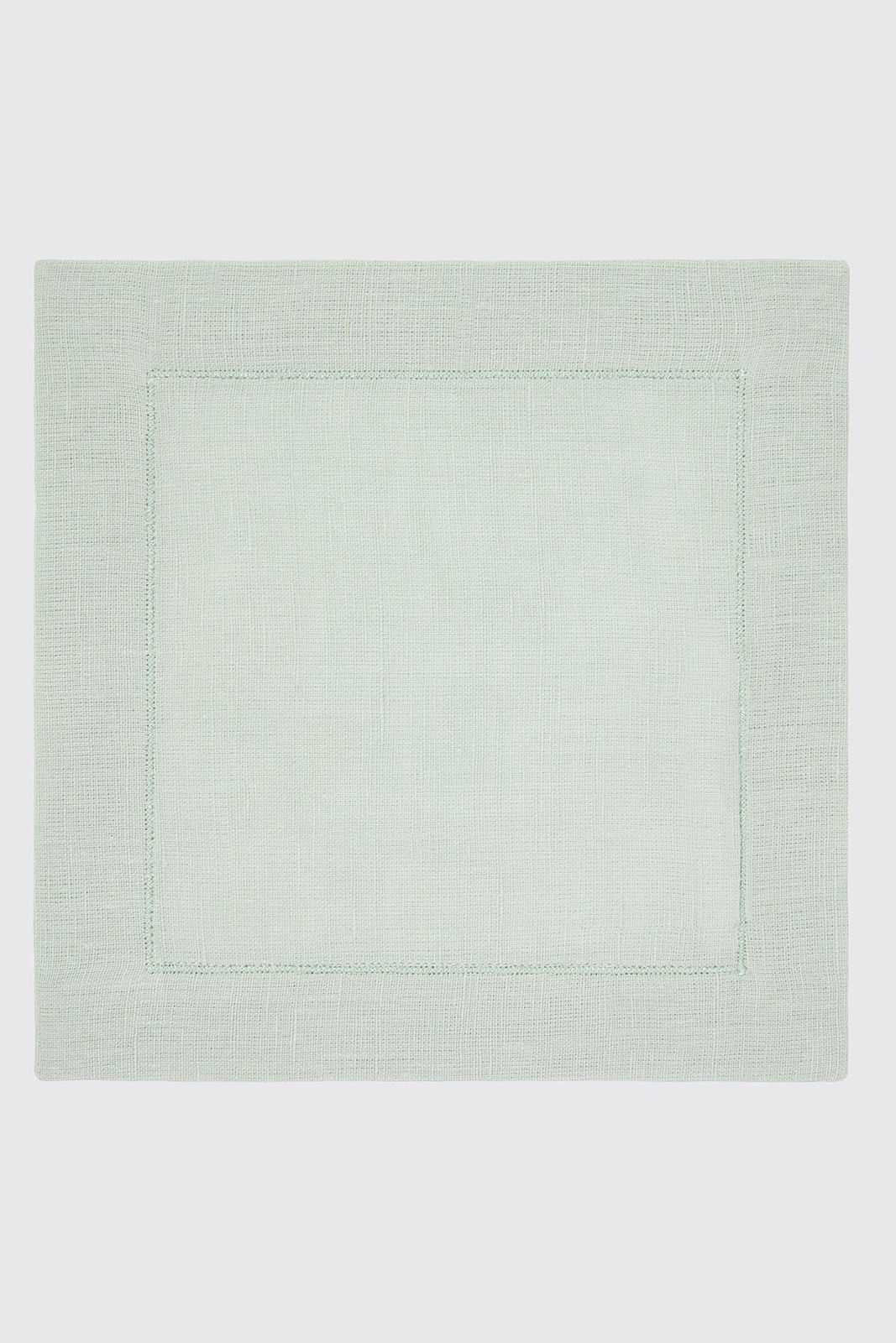 Set of 4 Zig Zag Cocktail Napkins in Verde Greco Linen
