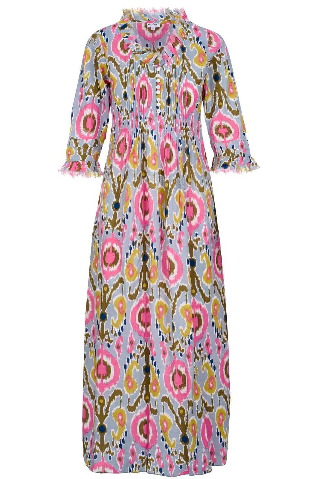 Cotton Annabel Maxi Dress In Grey Multi Ikat