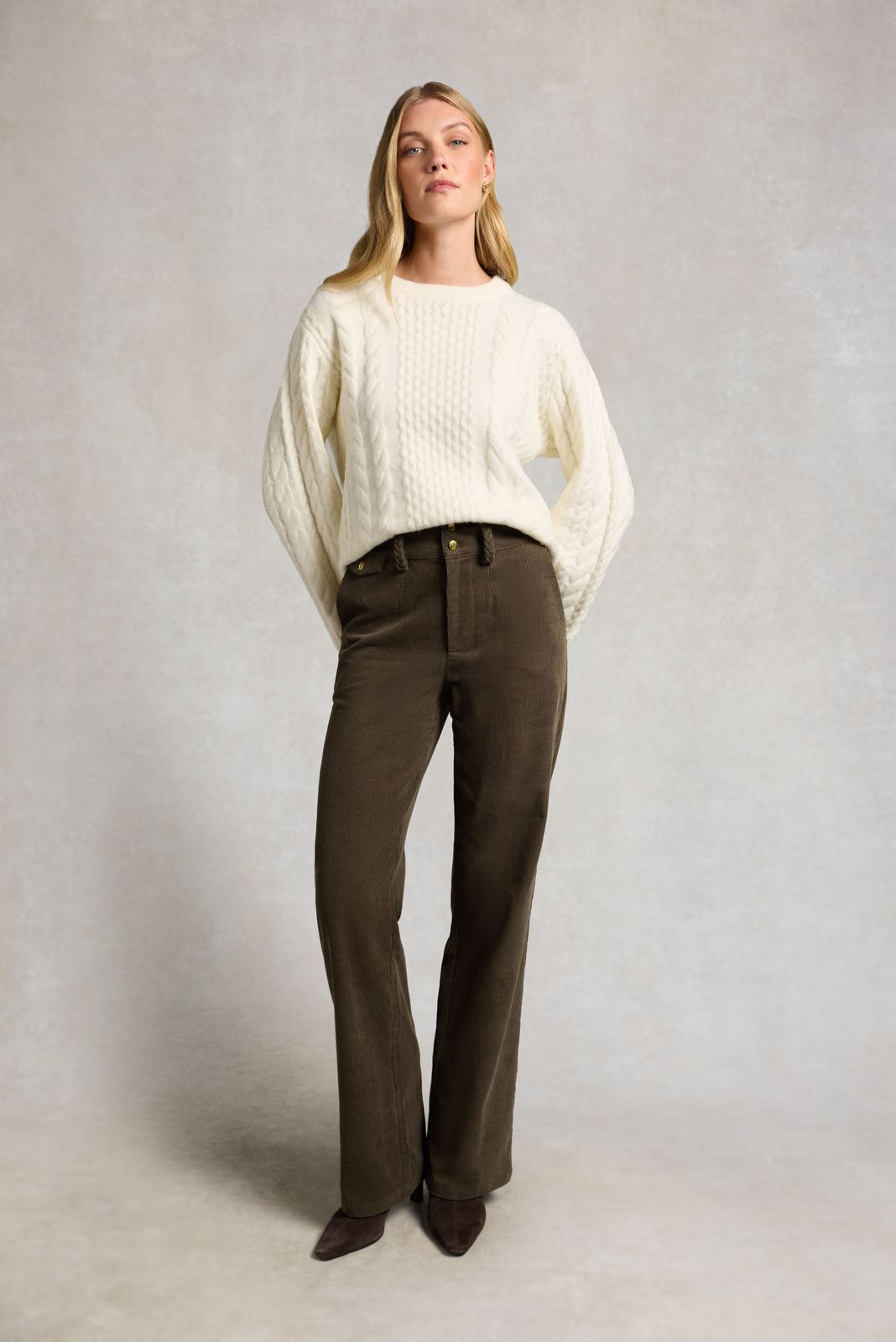 Tailored Wide Leg Cord (Khaki)