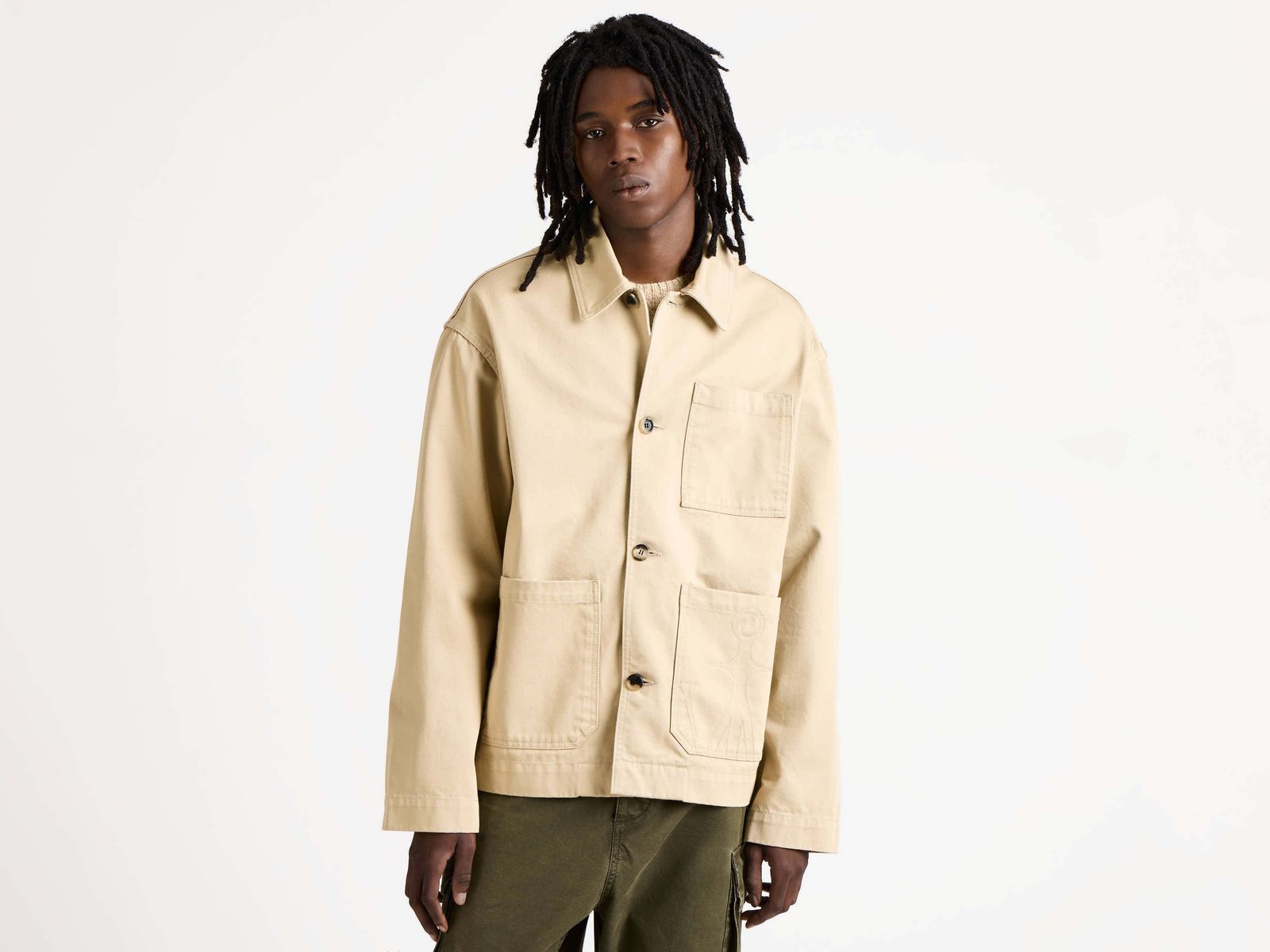 MENS PATCH POCKET JACKET IN  BEIGE