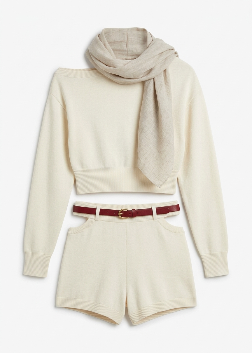 Lessay Asymmetric Knit Pullover - Cream