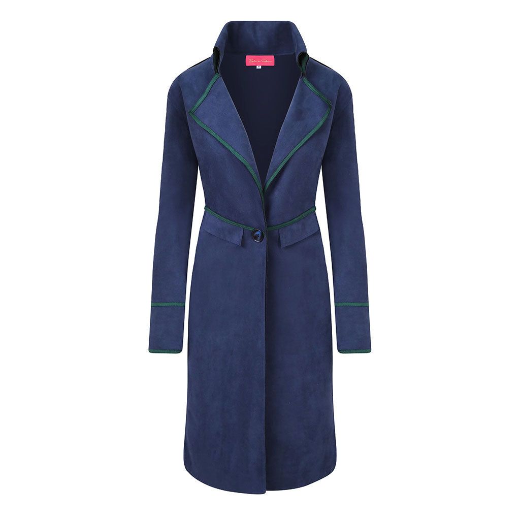 Navy Faux Suede Pirate Coat