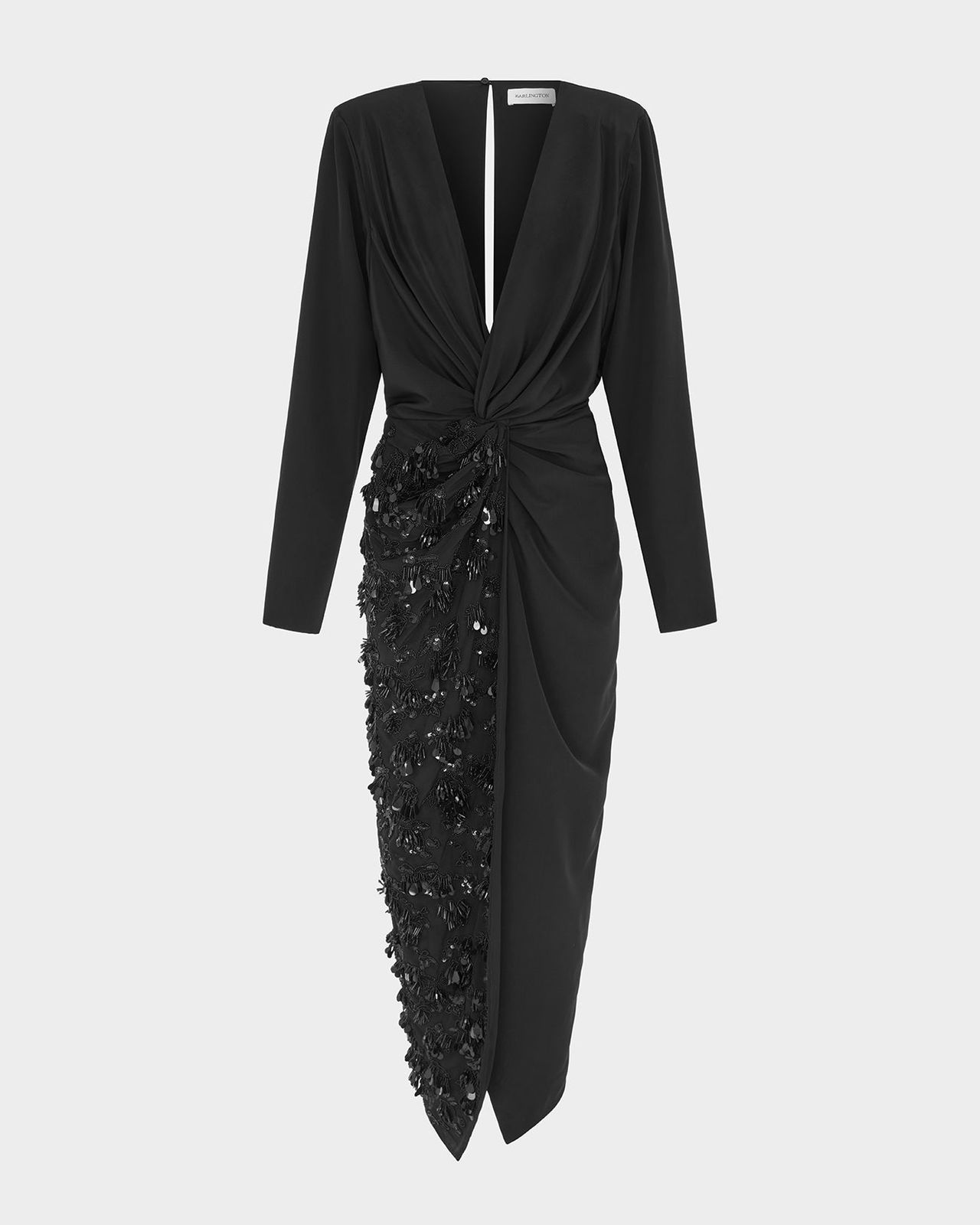Idina Midi Dress in Satin / Embroidery