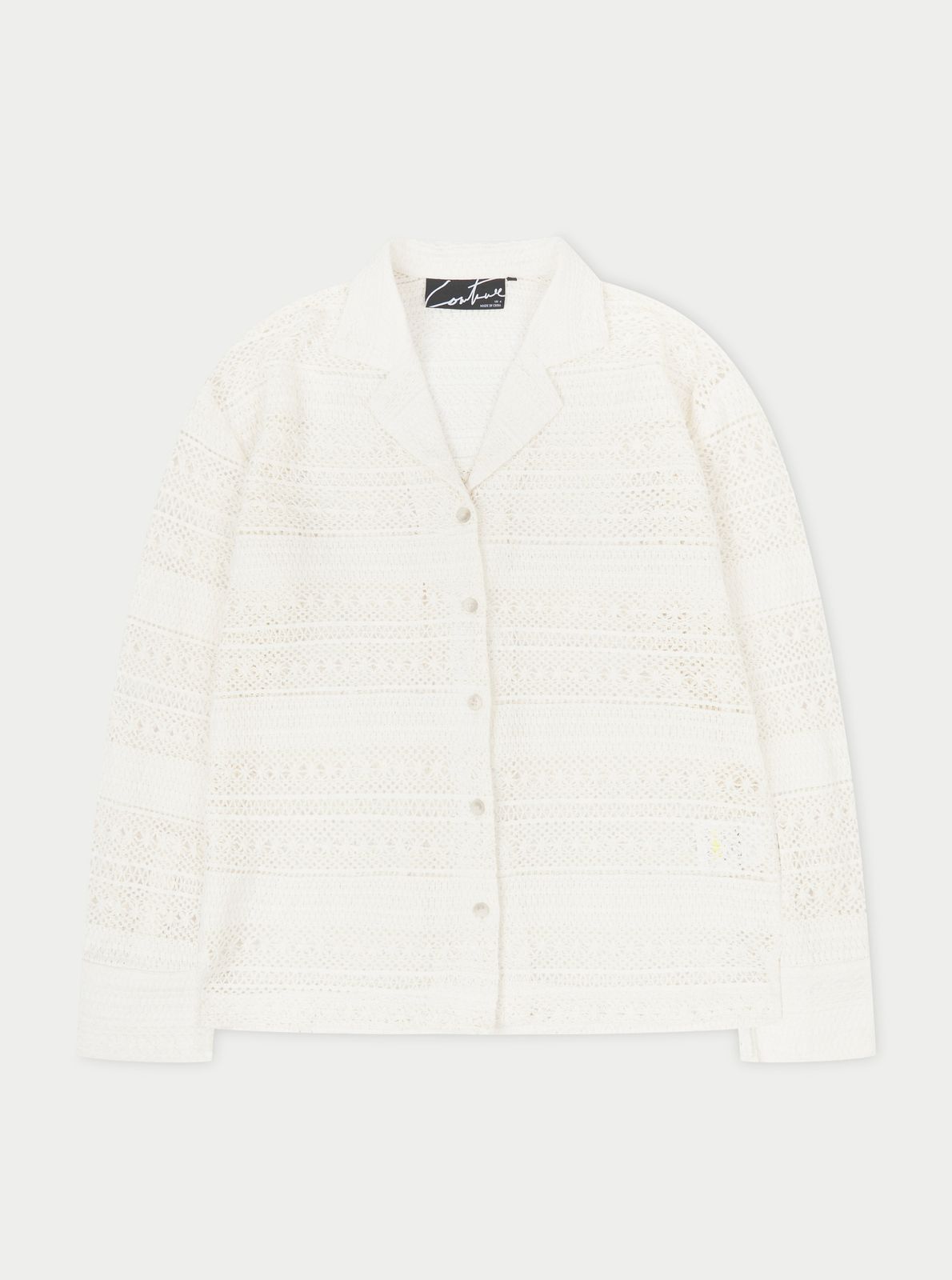 TEXTURED CROCHET SHIRT - OFF WHITE